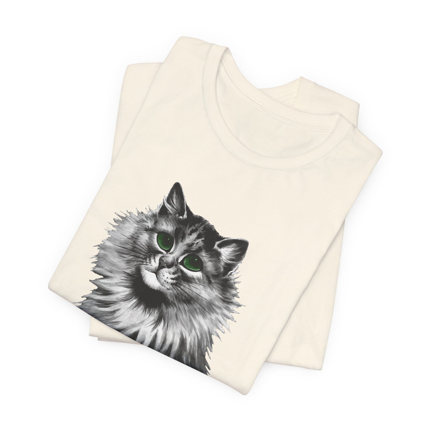 louis wain anthropomorphised cat painting green eyes tshirt