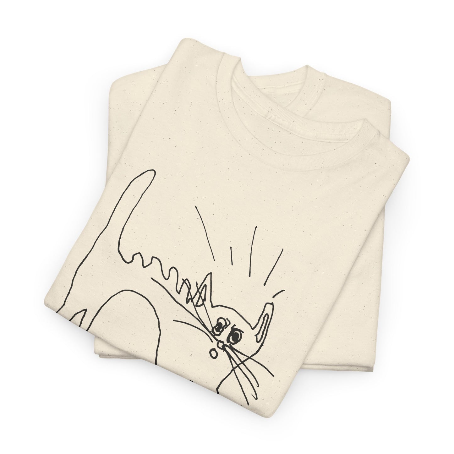 original drawing of a very spooked cat tshirt