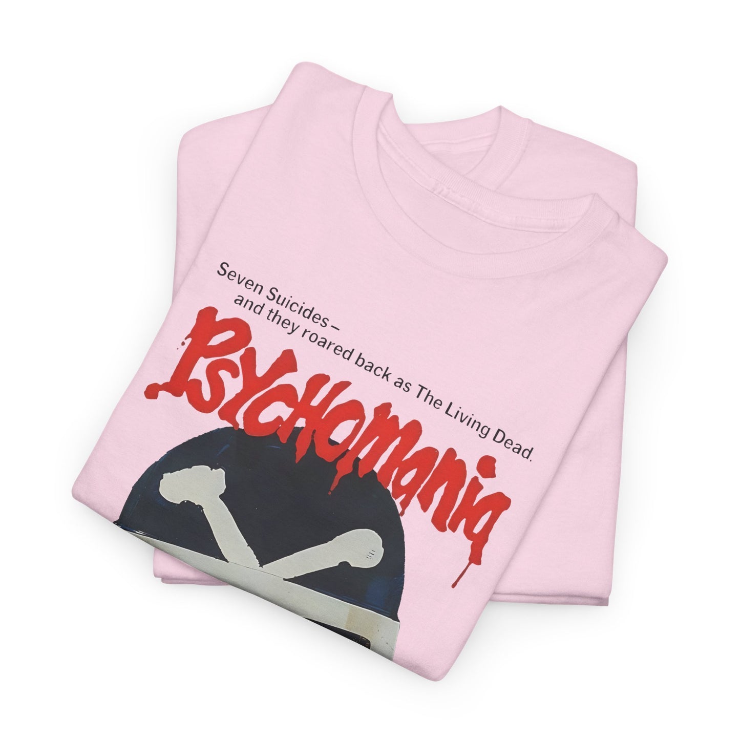 1973 psychomania movie poster with lettering tshirt