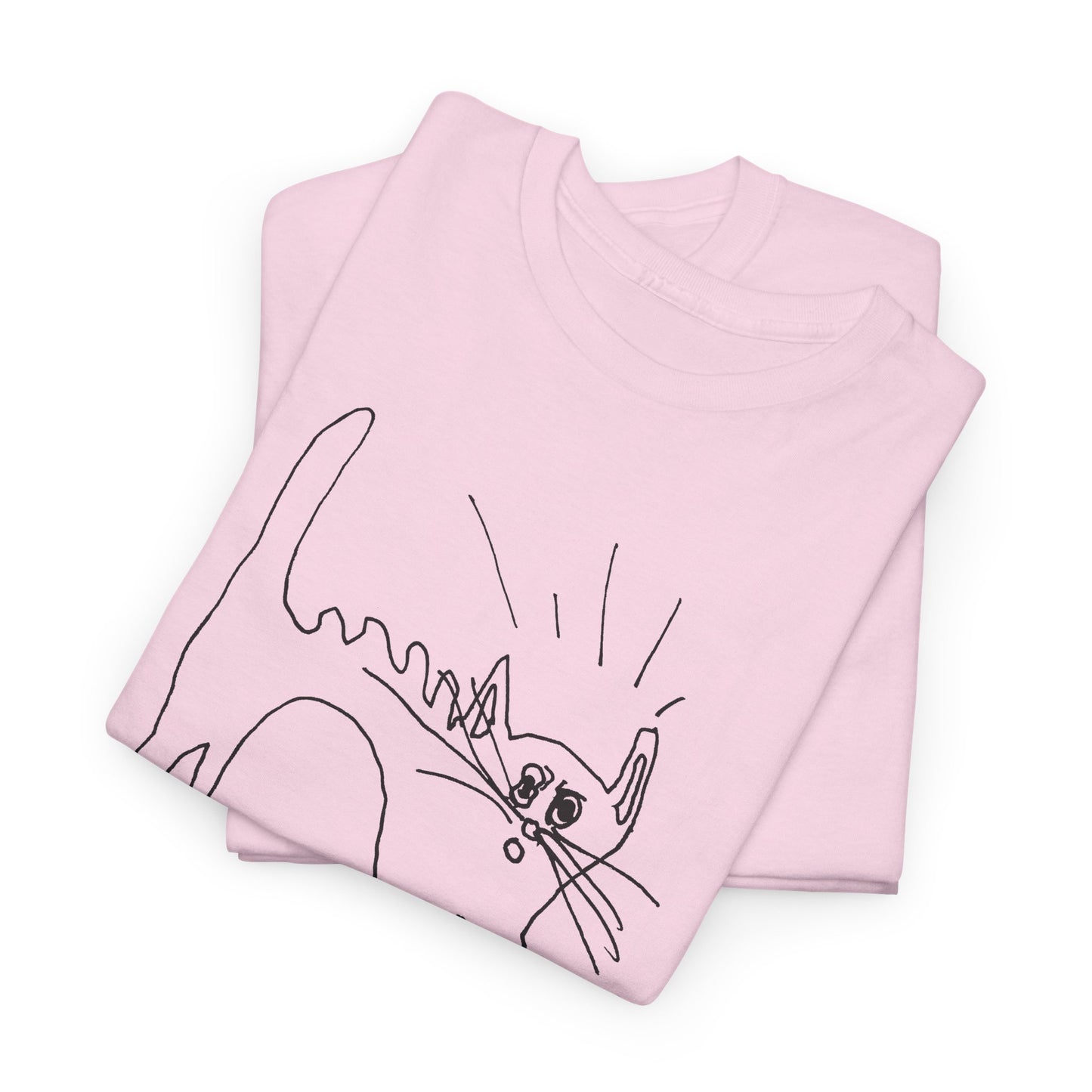 original drawing of a very spooked cat tshirt