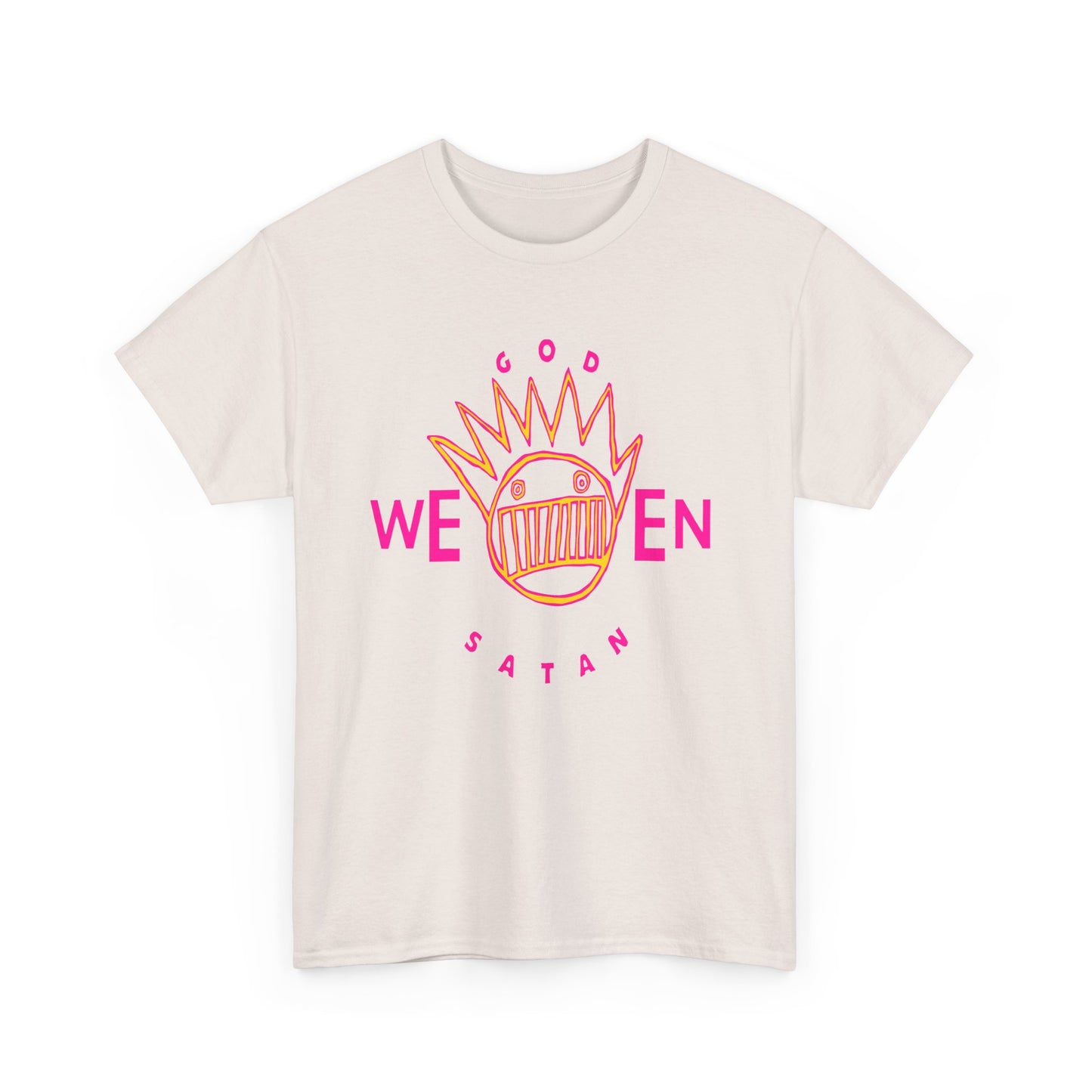 1990 god ween satan by ween album cover stretched neon colors tshirt