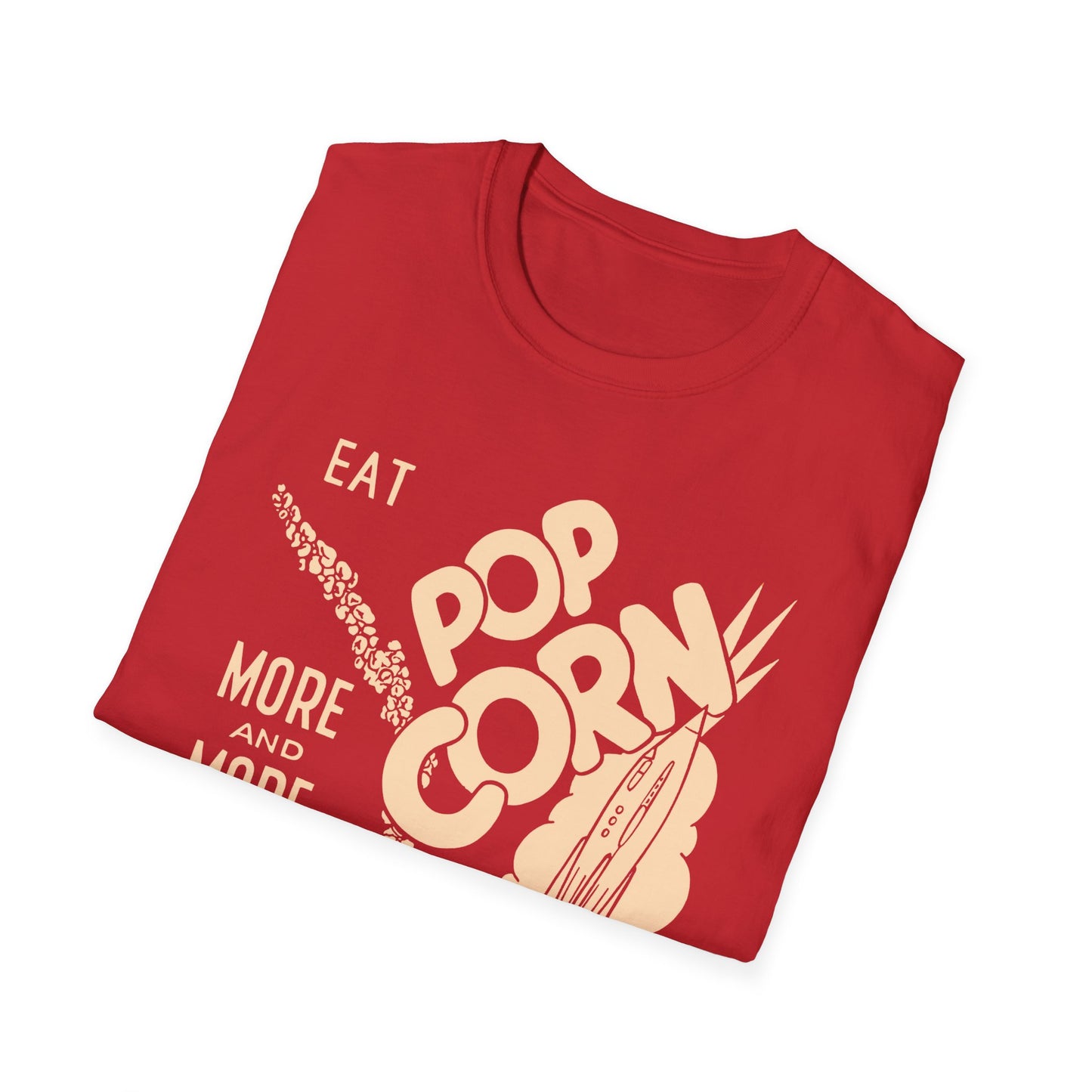 1950s popcorn box logo eat popcorn more and more and more out of this world! tshirt