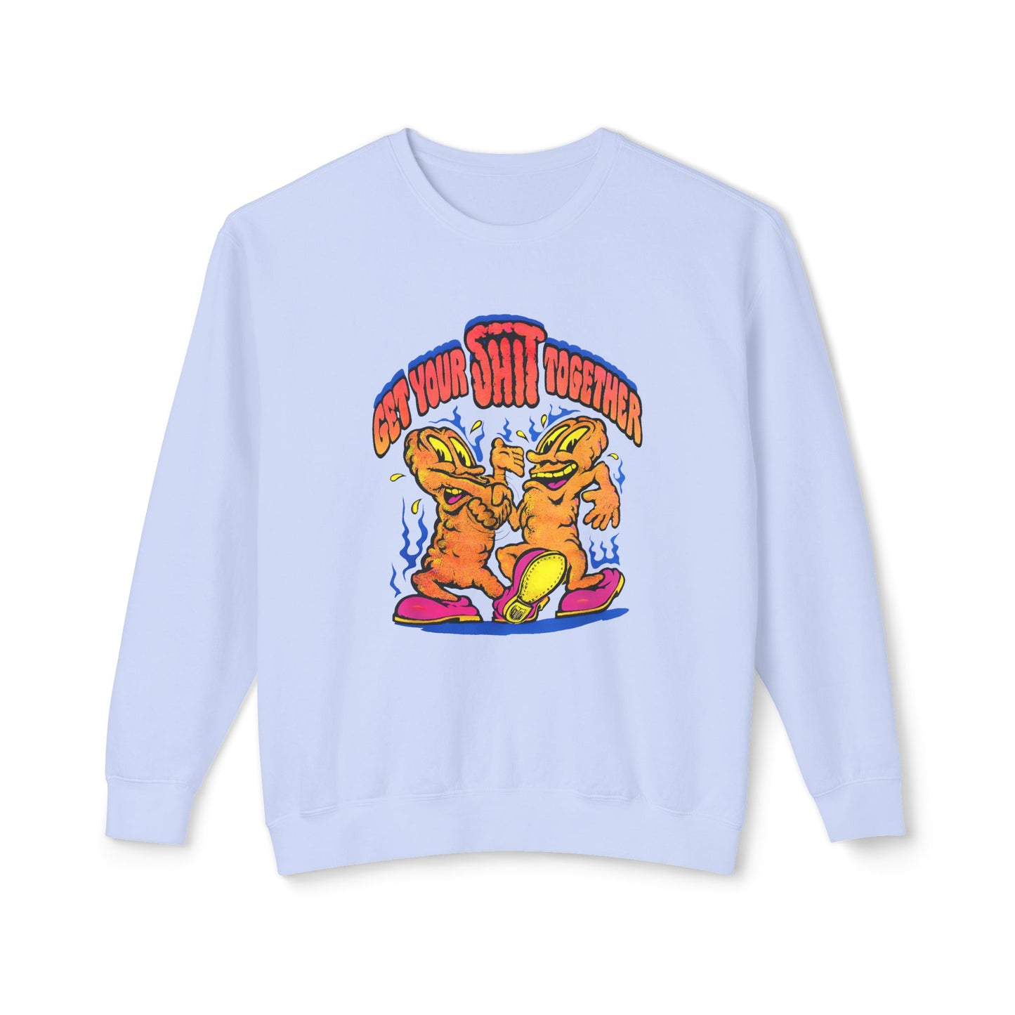 1970s graphic "get your shit together" two shits shaking hands 100% cotton sweatshirt