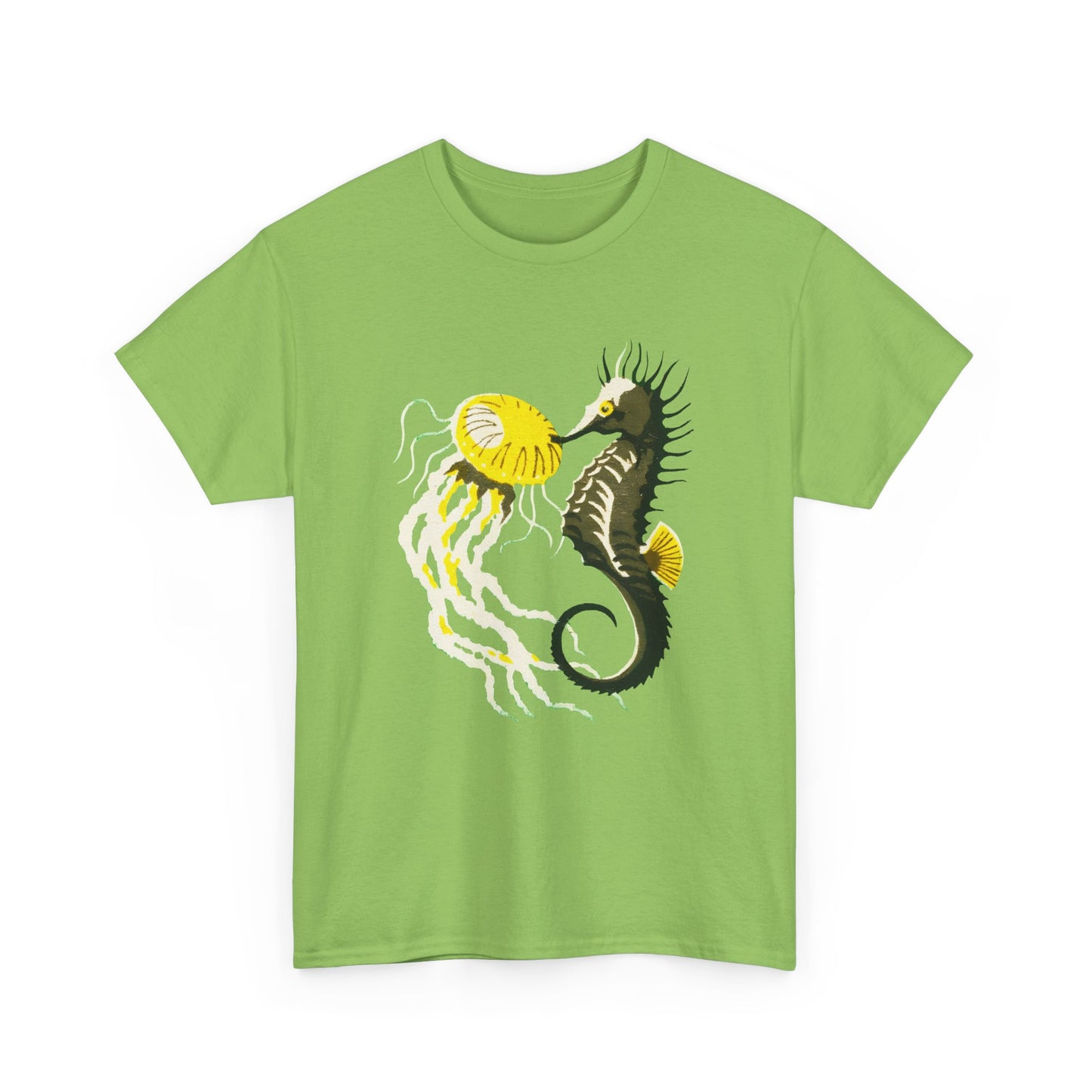 vintage lithuanian matchbox seahorse and jellyfish art reproduction tshirt