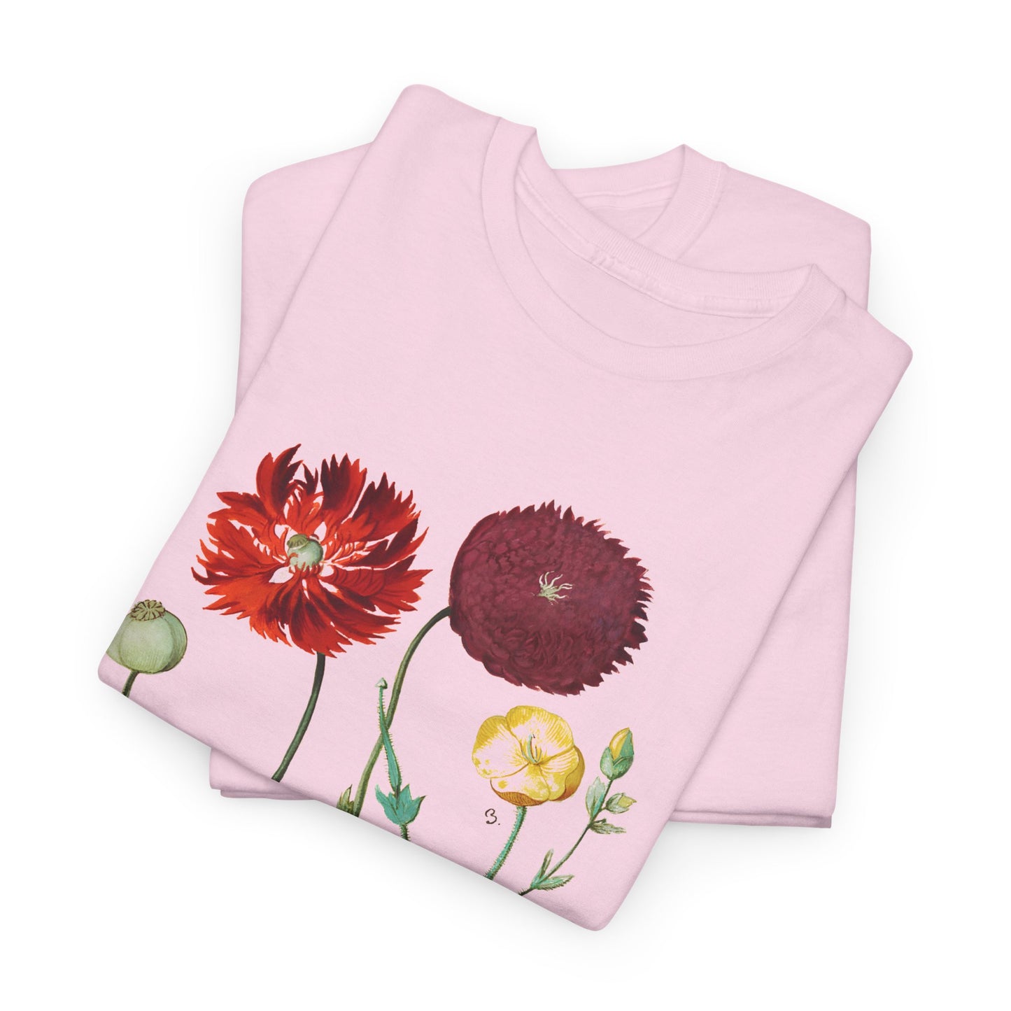 1613 vintage poppy lithograph reproduction tshirt