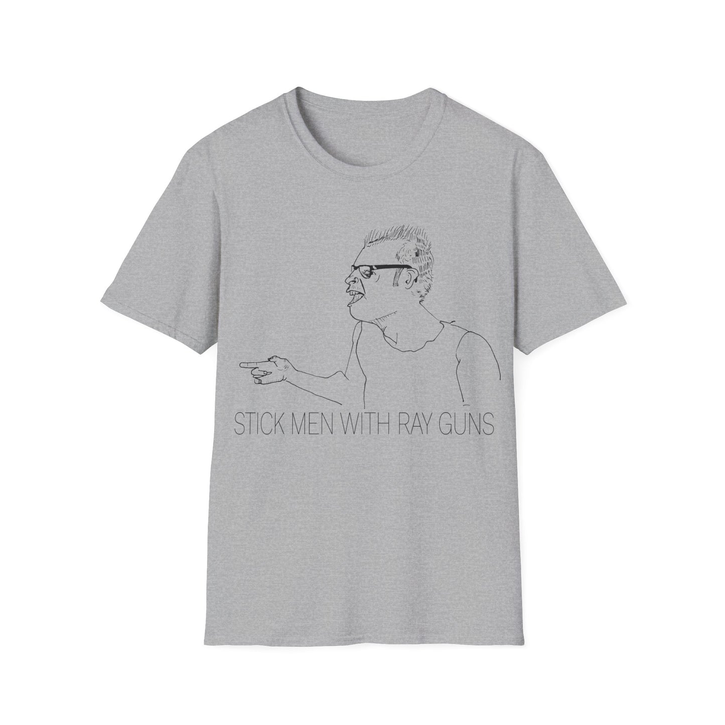 stick men with ray guns bobby soxx original drawing tshirt