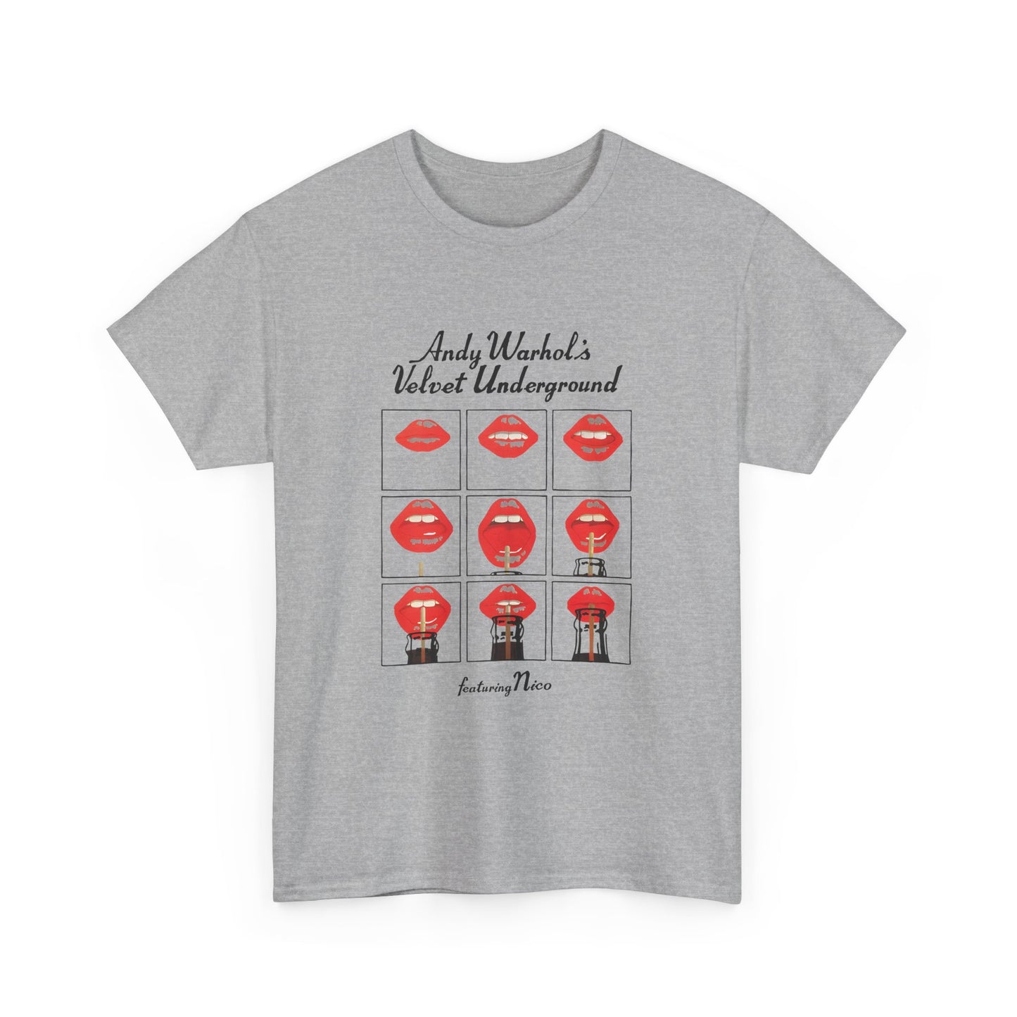 andy warhol's velvet underground featuring nico lips tshirt
