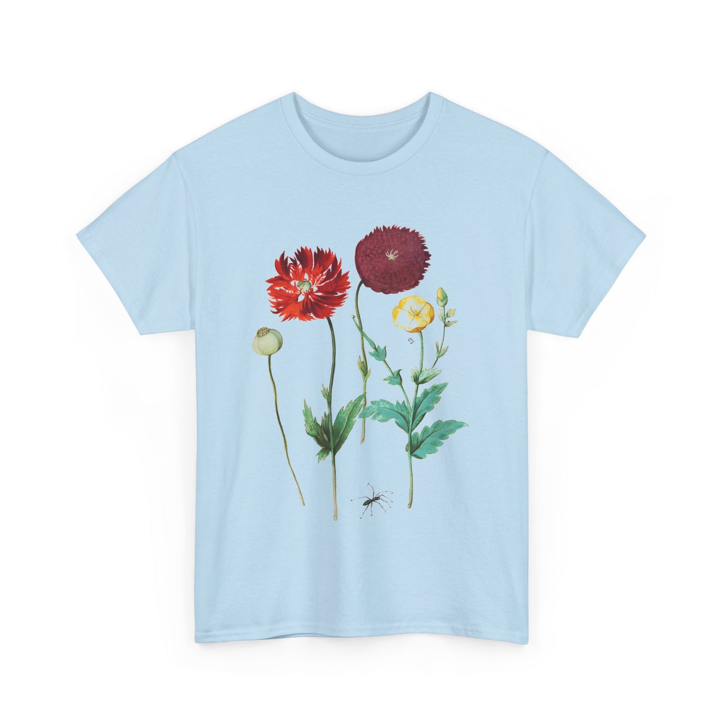 1613 vintage poppy lithograph reproduction tshirt