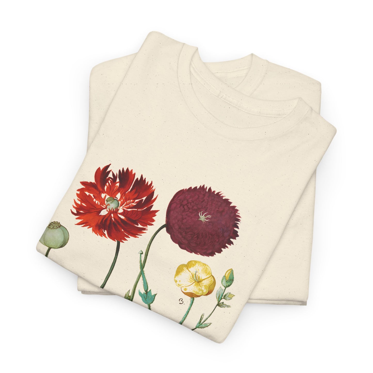1613 vintage poppy lithograph reproduction tshirt