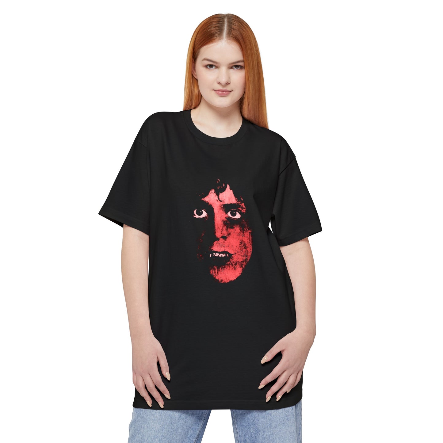 oversized red rock and roll animal fan art unisex tall beefy tshirt