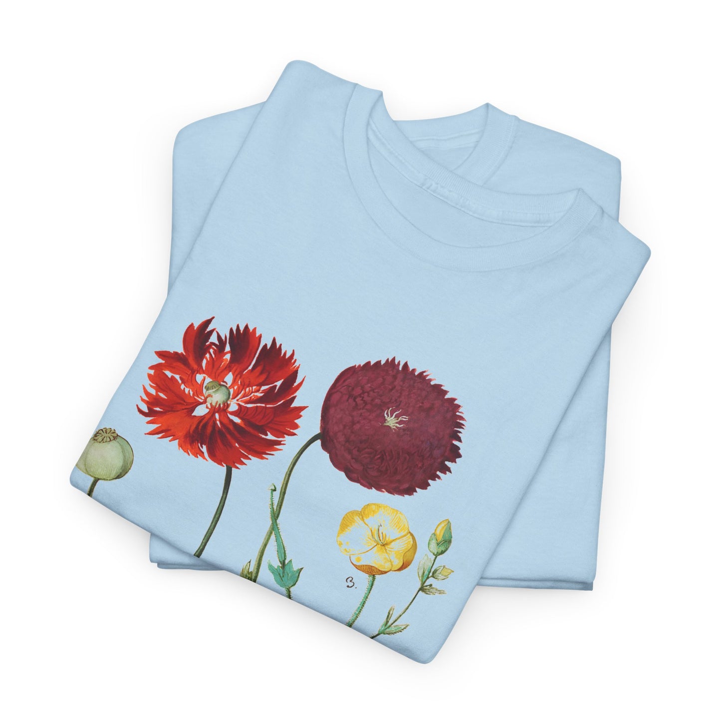 1613 vintage poppy lithograph reproduction tshirt