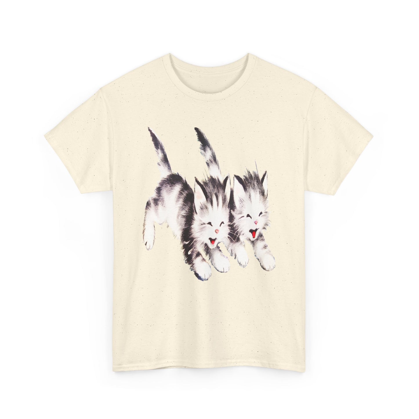 vintage kitten twins illustration stretched reproduction tshirt