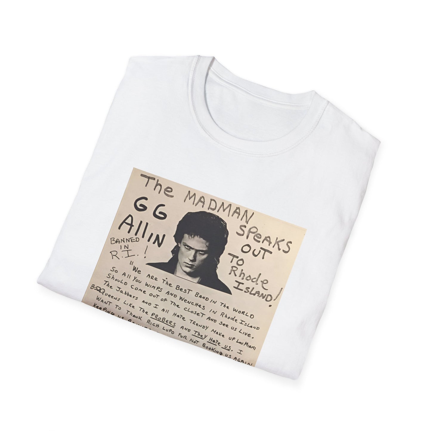 1982 show poster tshirt gg allin and the jabbers