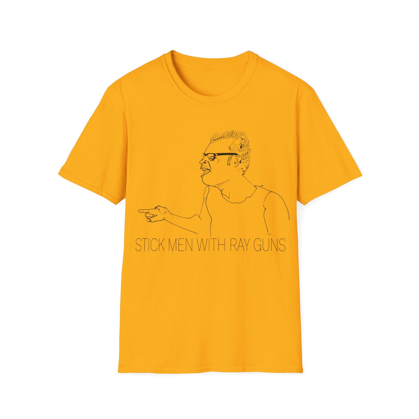 stick men with ray guns bobby soxx original drawing tshirt