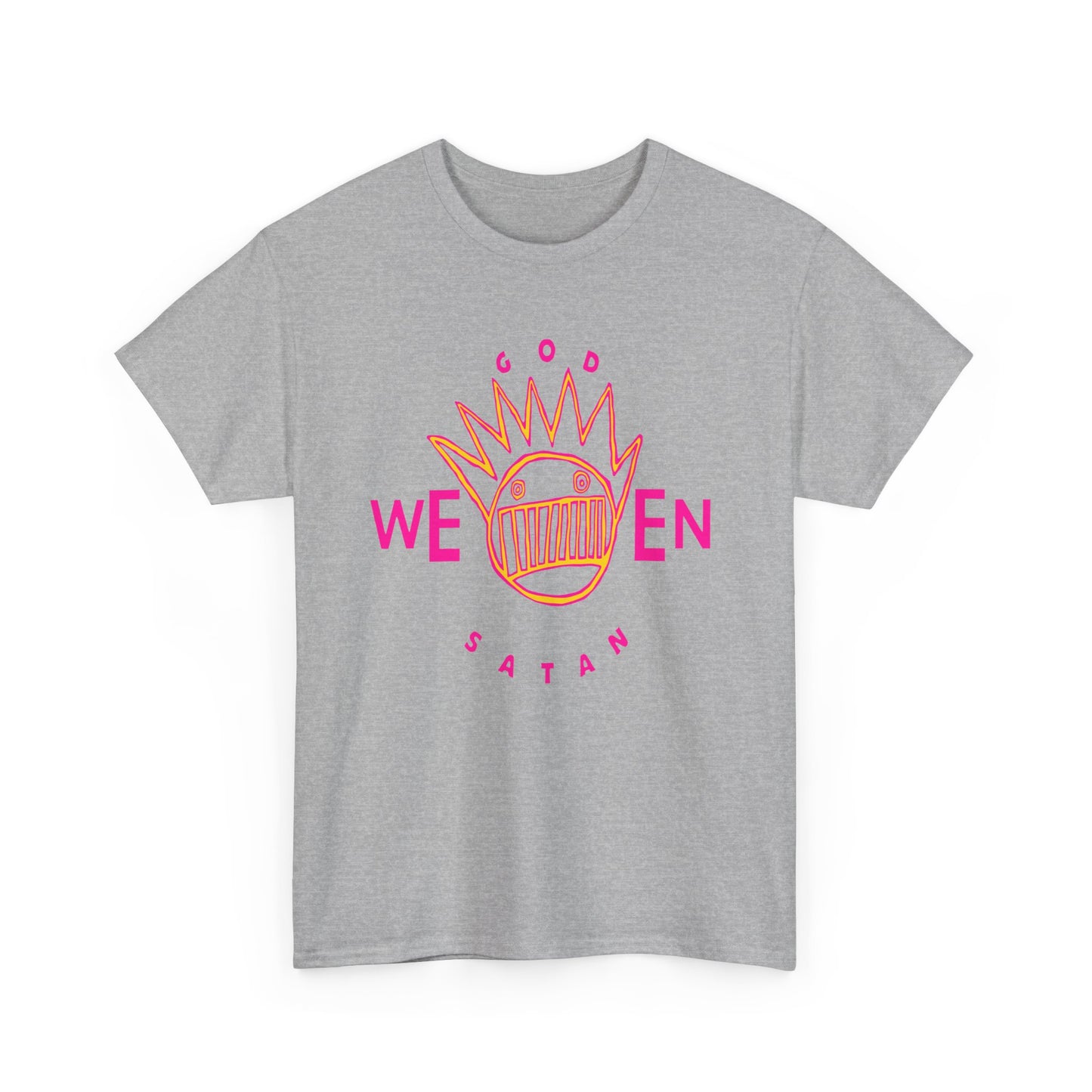 1990 god ween satan by ween album cover stretched neon colors tshirt
