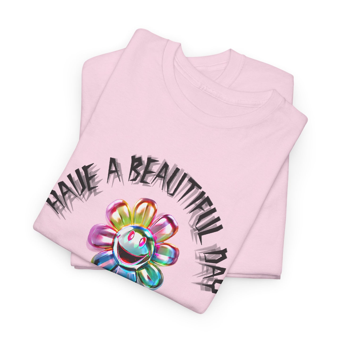 have a beautiful day chaotic rainbow daisy design tshirt