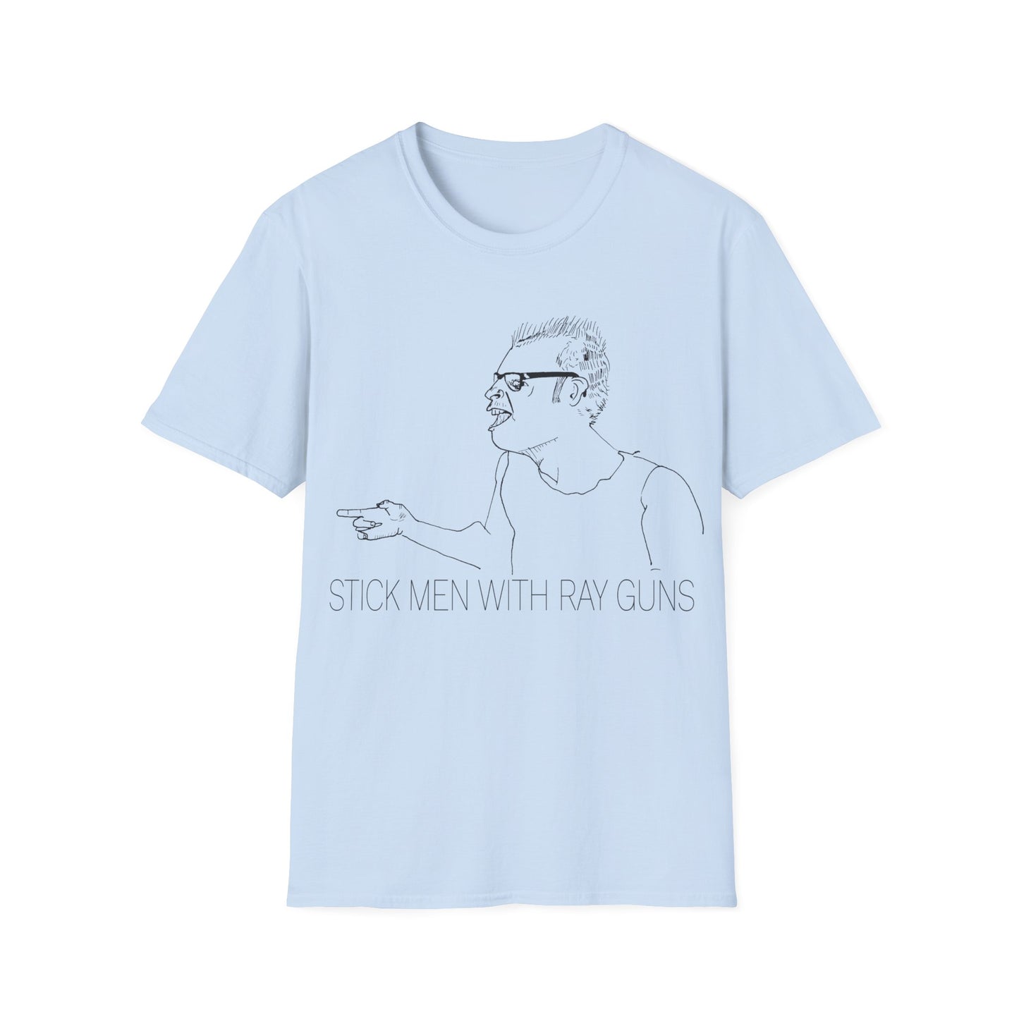 stick men with ray guns bobby soxx original drawing tshirt