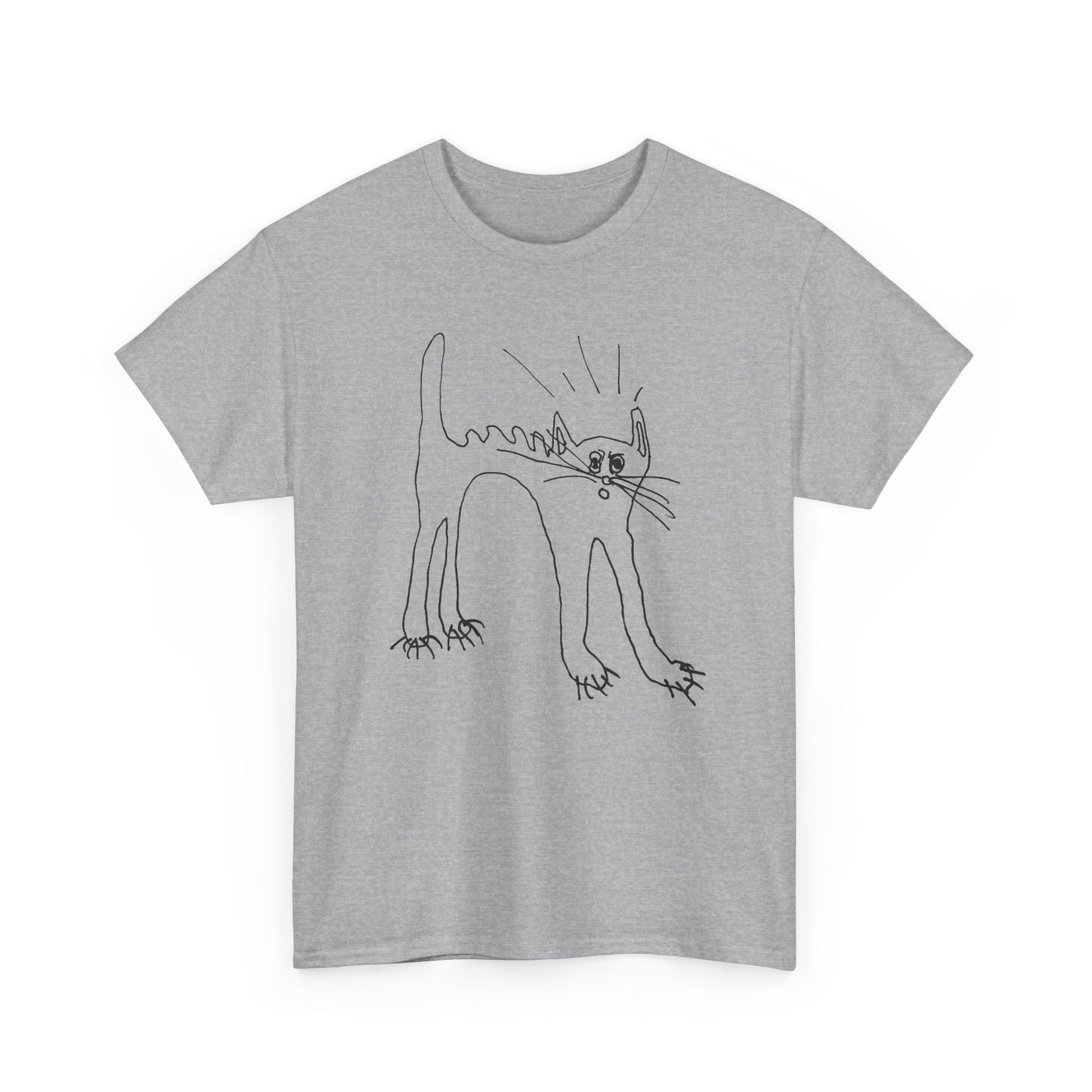 original drawing of a very spooked cat tshirt