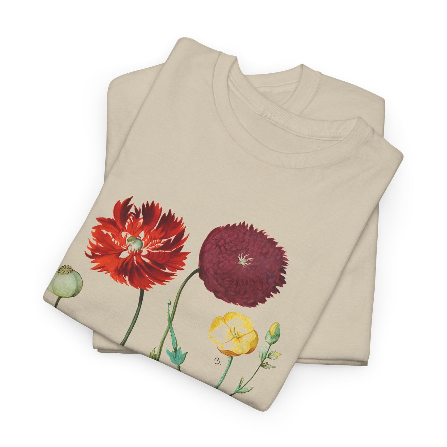 1613 vintage poppy lithograph reproduction tshirt