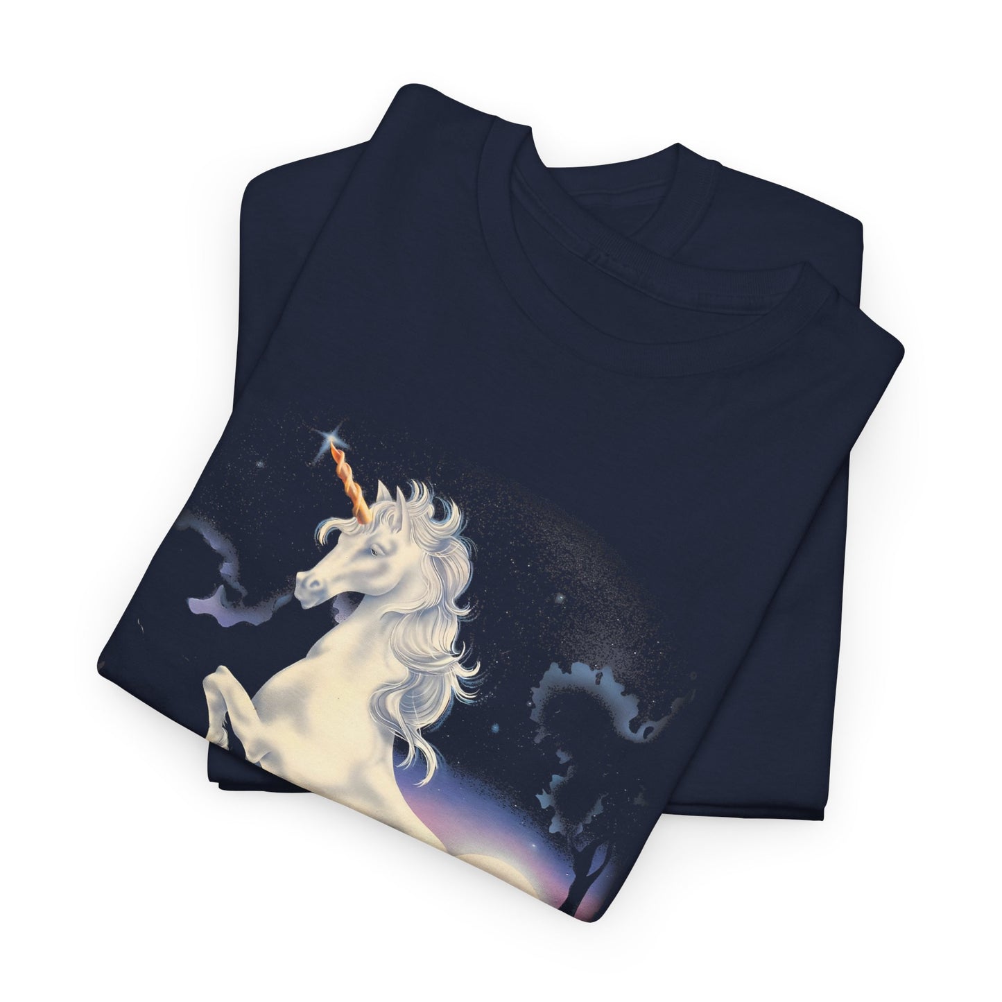 1980s terraro lake moon unicorn fantasy art tshirt