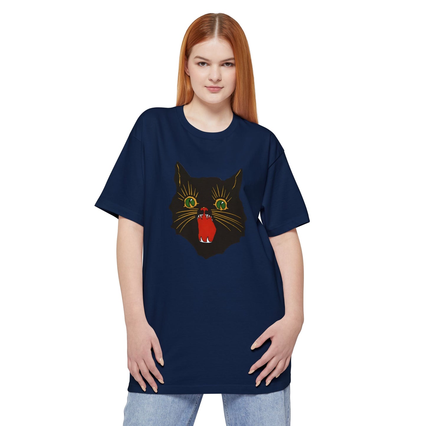 oversized vintage halloween cat reproduction unisex tall beefy tshirt