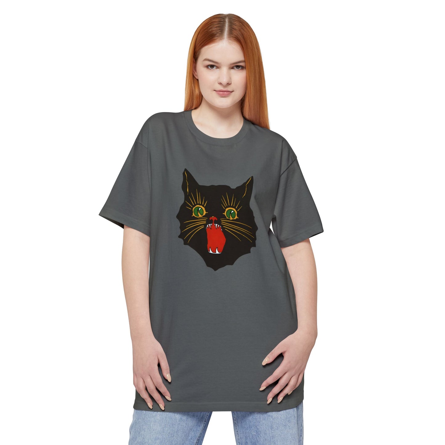 oversized vintage halloween cat reproduction unisex tall beefy tshirt