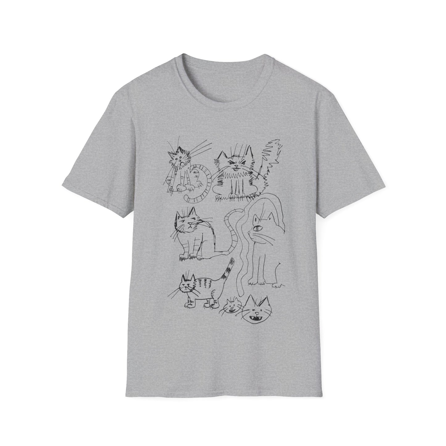 original drawing tshirt. seven cats.