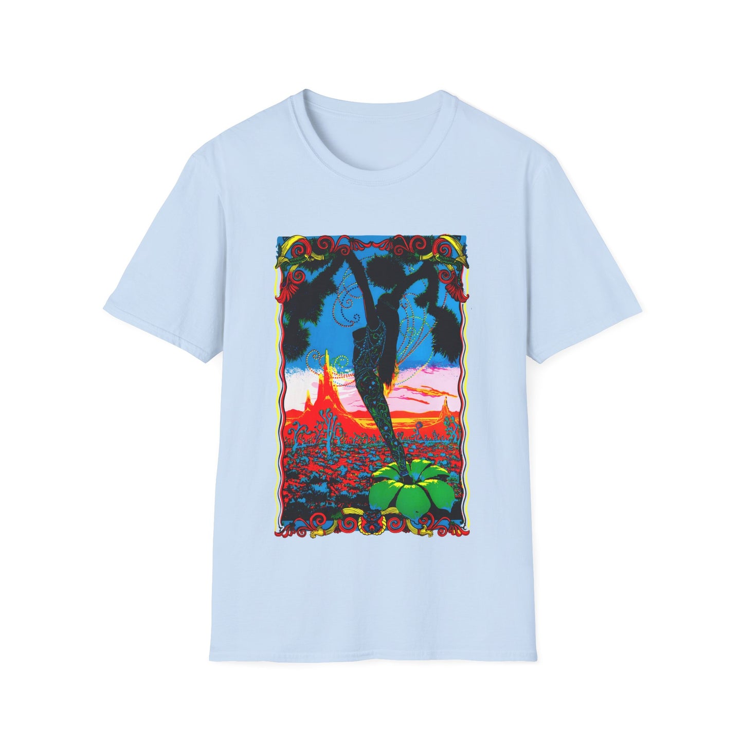 1960's dessert blossom black light psychedelic poster tshirt
