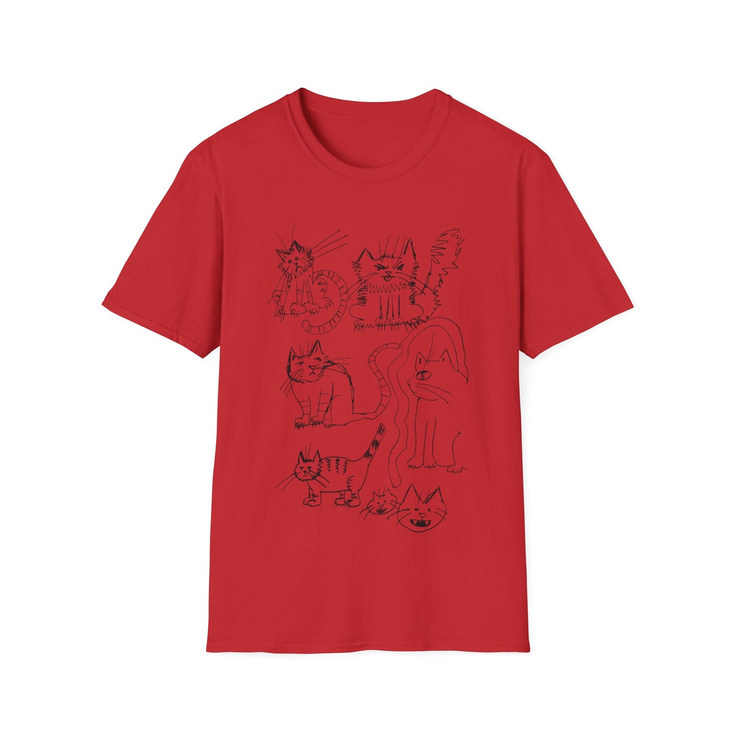 original drawing tshirt. seven cats.