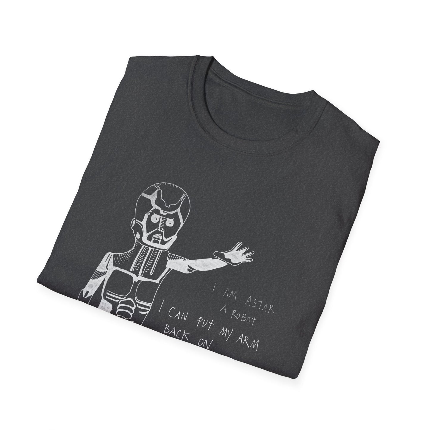original drawing astar the robot 1980s canadian psa inverted graphic tshirt