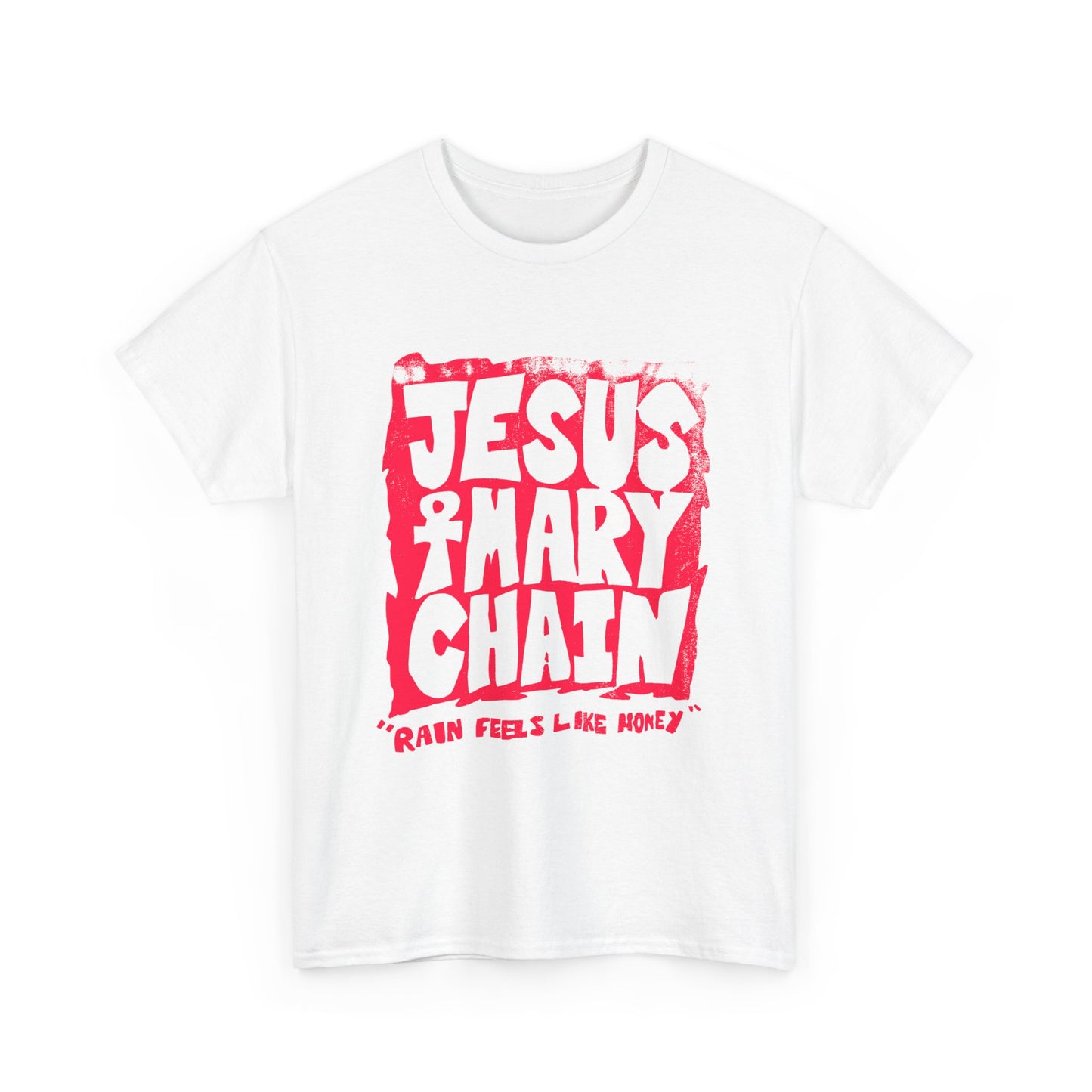 vintage jesus and mary chain rain feels like honey reproduction in red tshirt