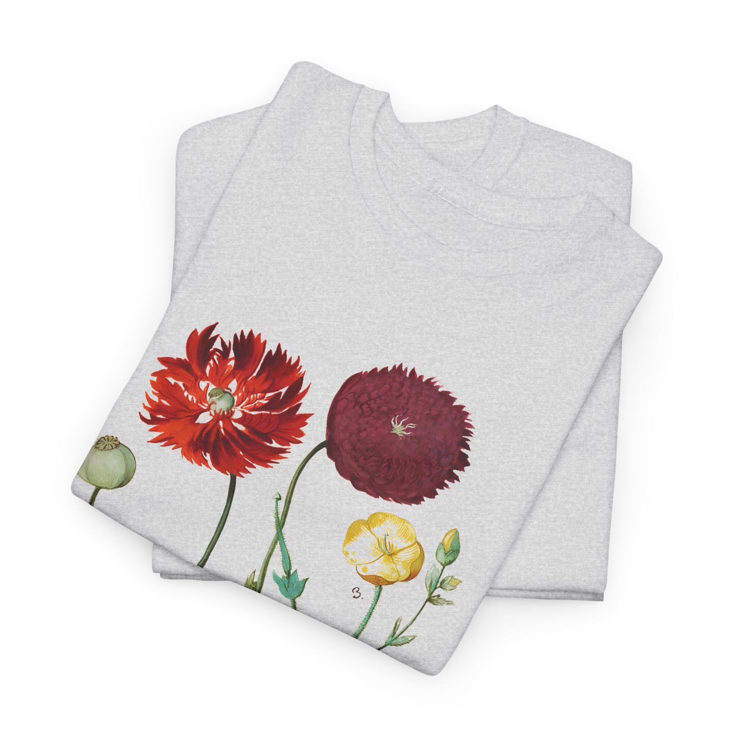 1613 vintage poppy lithograph reproduction tshirt