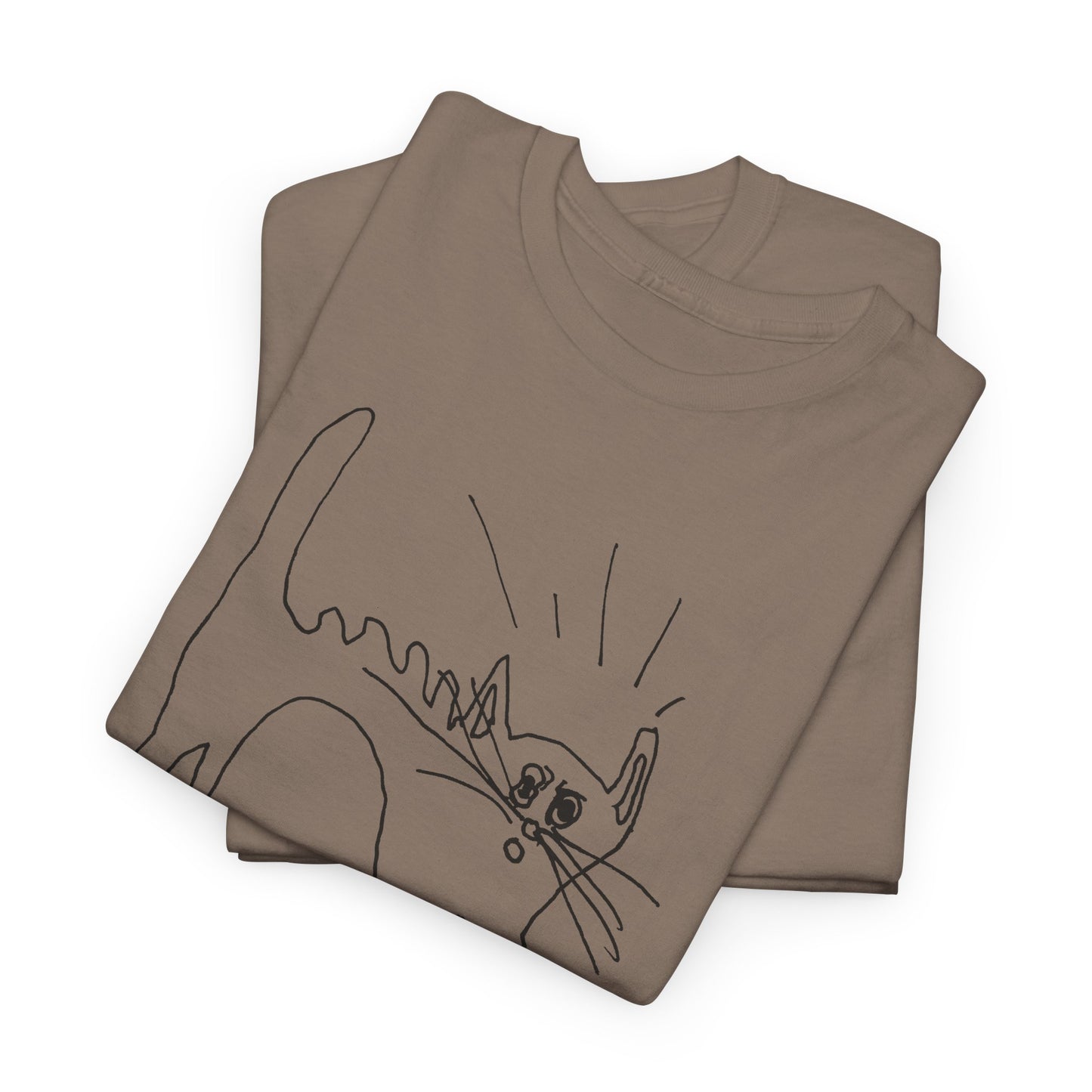 original drawing of a very spooked cat tshirt