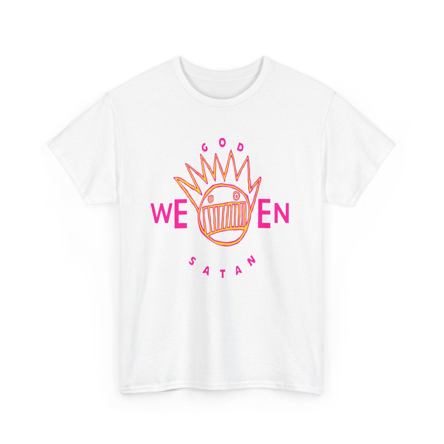 1990 god ween satan by ween album cover stretched neon colors tshirt