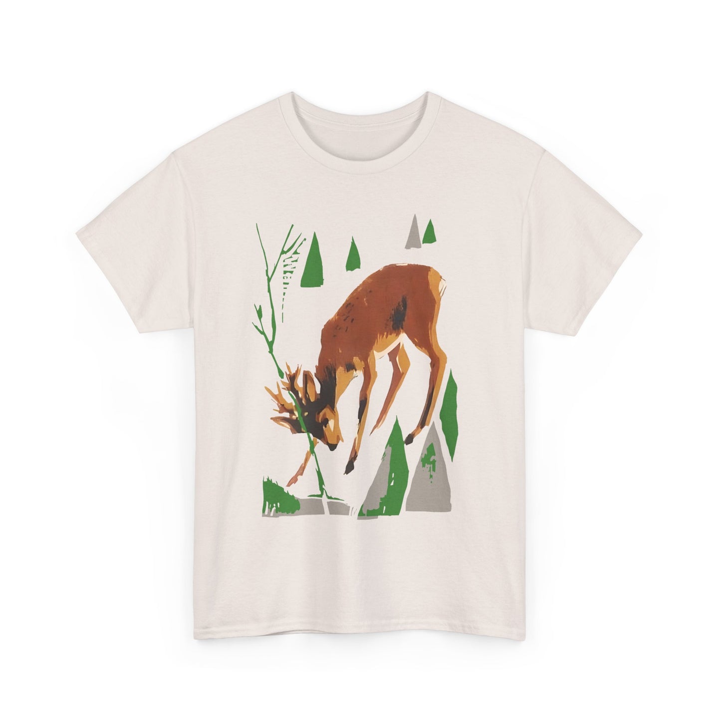 1961 slovakian living beauty vintage deer art reproduction tshirt