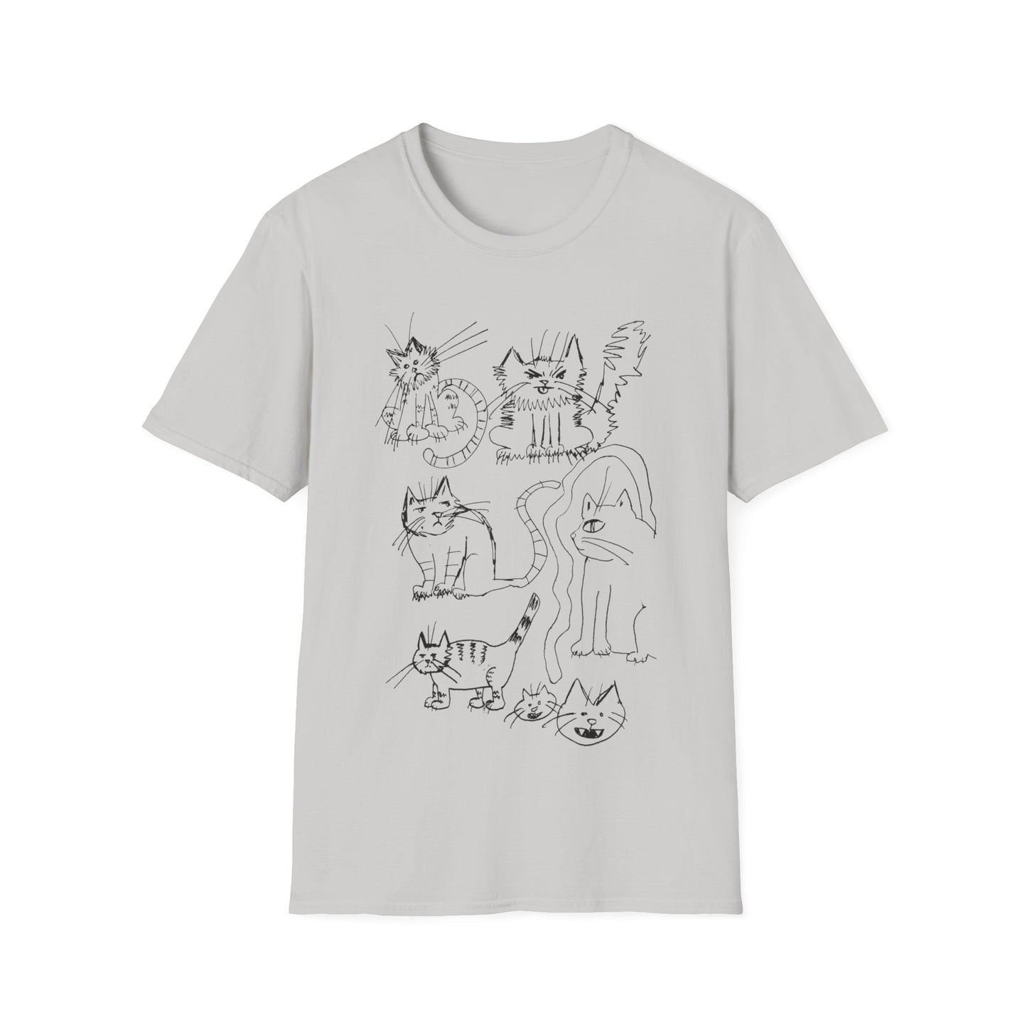 original drawing tshirt. seven cats.