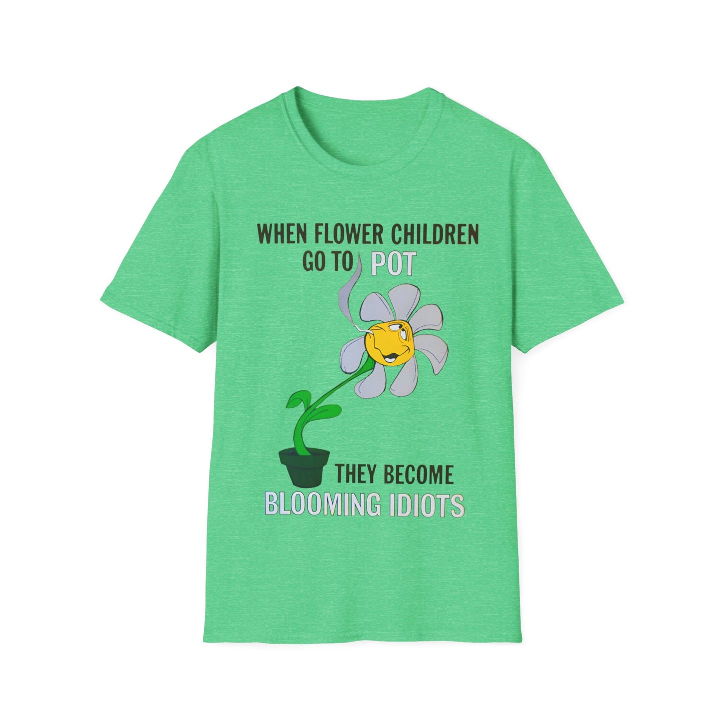 1960s/70s anti-drug poster tshirt "when flower children go to pot, they become blooming idiots?" by smartset smarteen s.o.s tshirt
