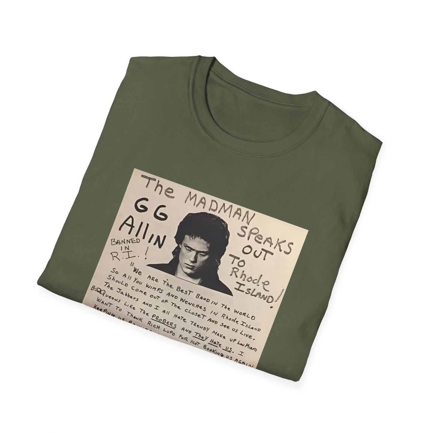 1982 show poster tshirt gg allin and the jabbers