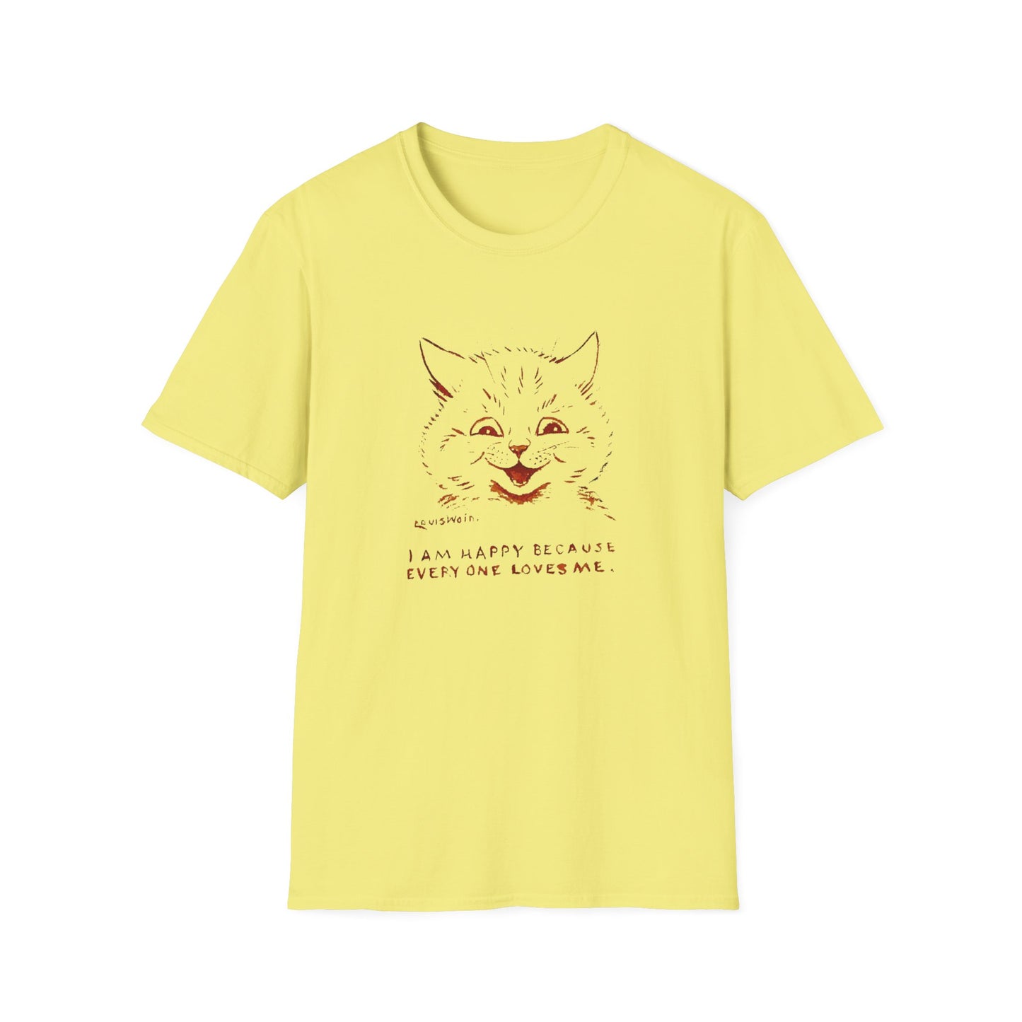 1924 louis wain cat painting i am happy because everyone loves me tshirt