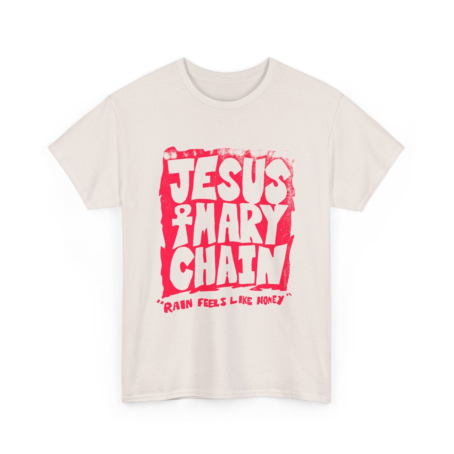 vintage jesus and mary chain rain feels like honey reproduction in red tshirt