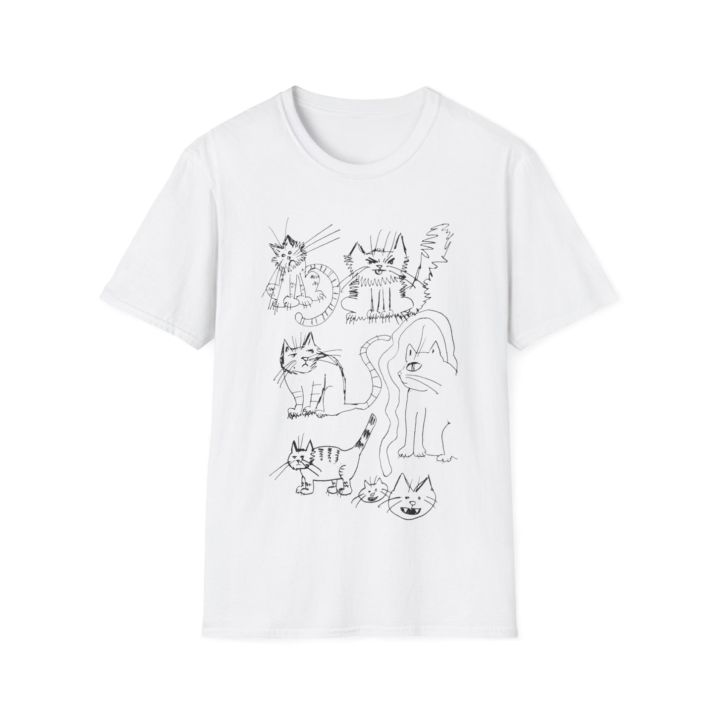original drawing tshirt. seven cats.