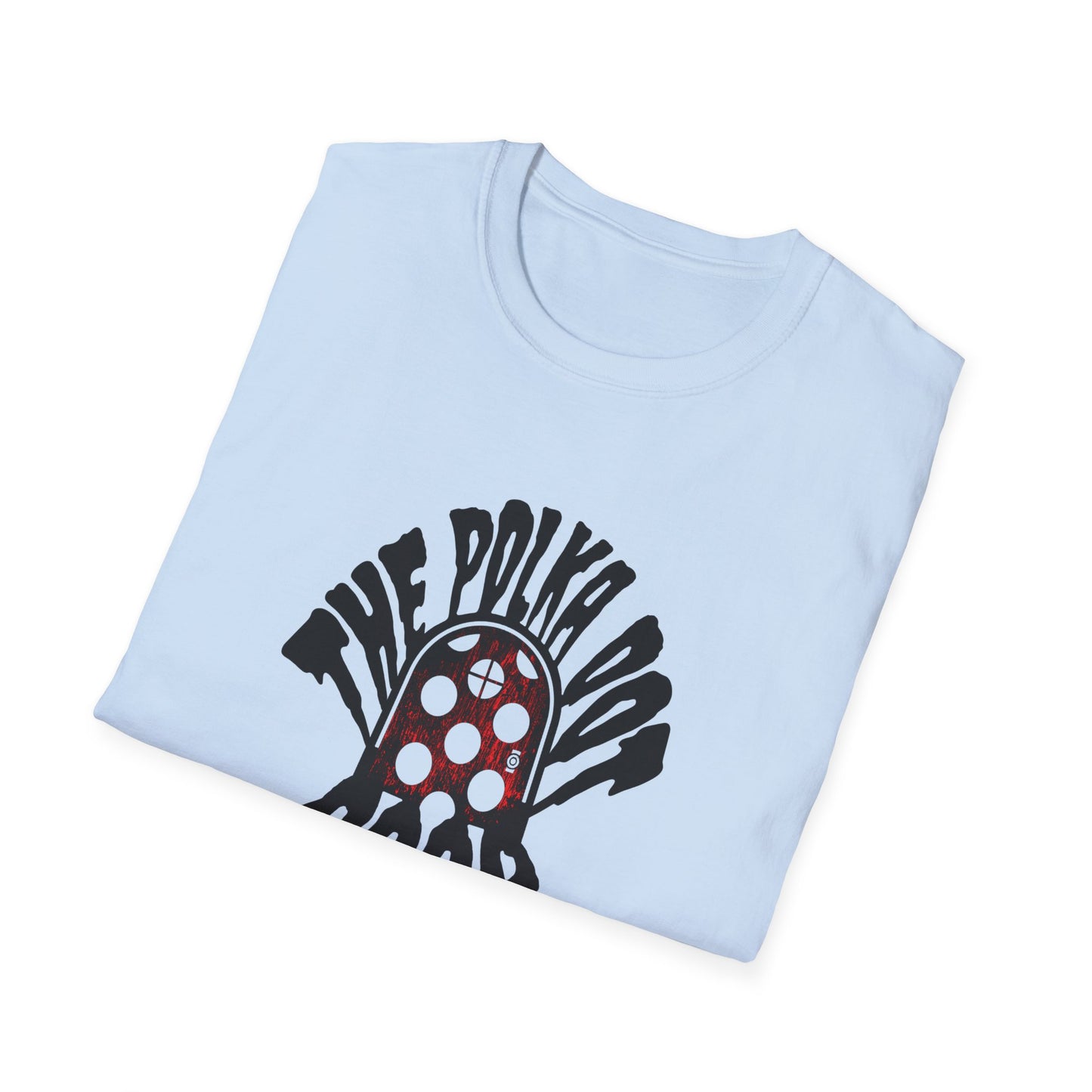 the polka dot door in black creepster font tshirt