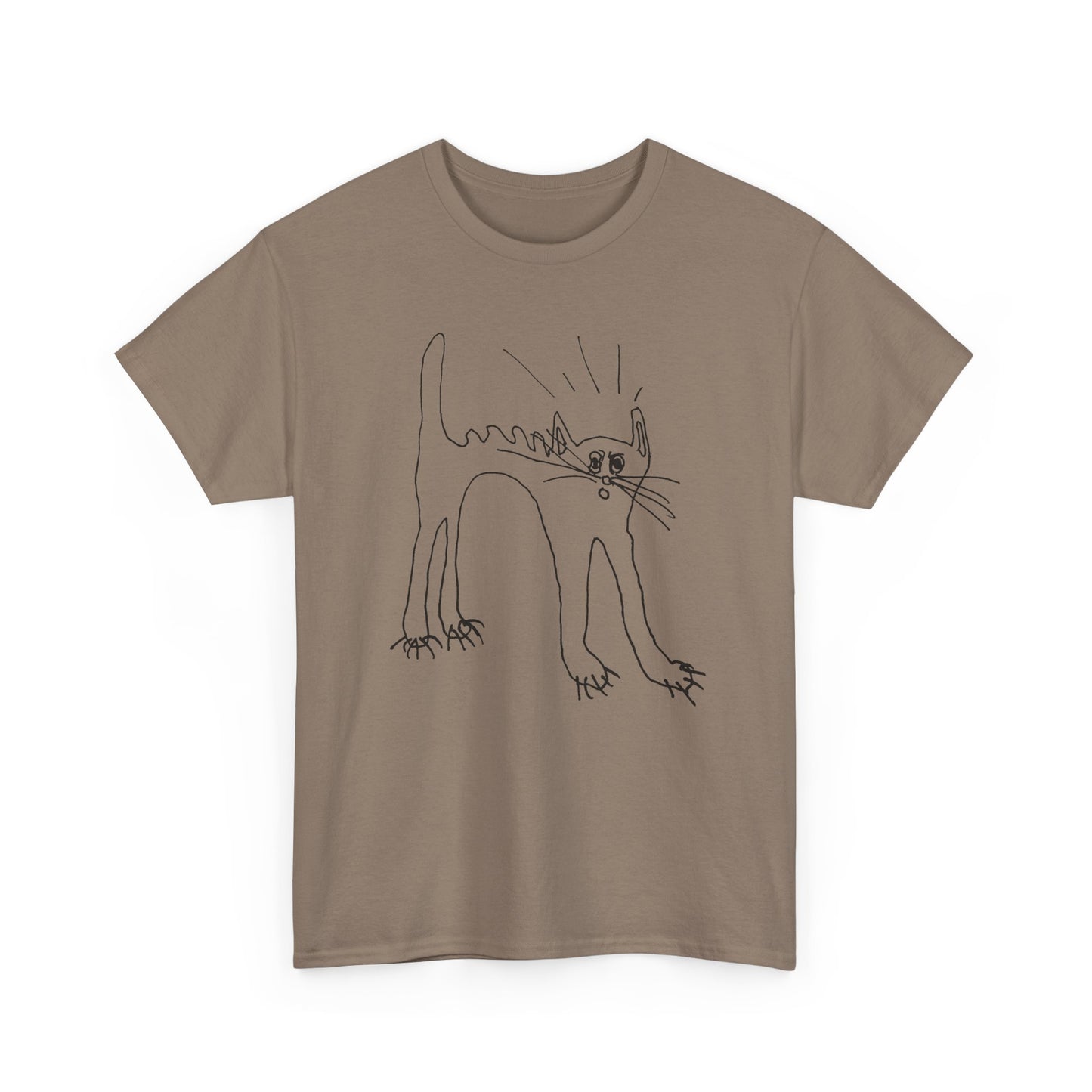 original drawing of a very spooked cat tshirt