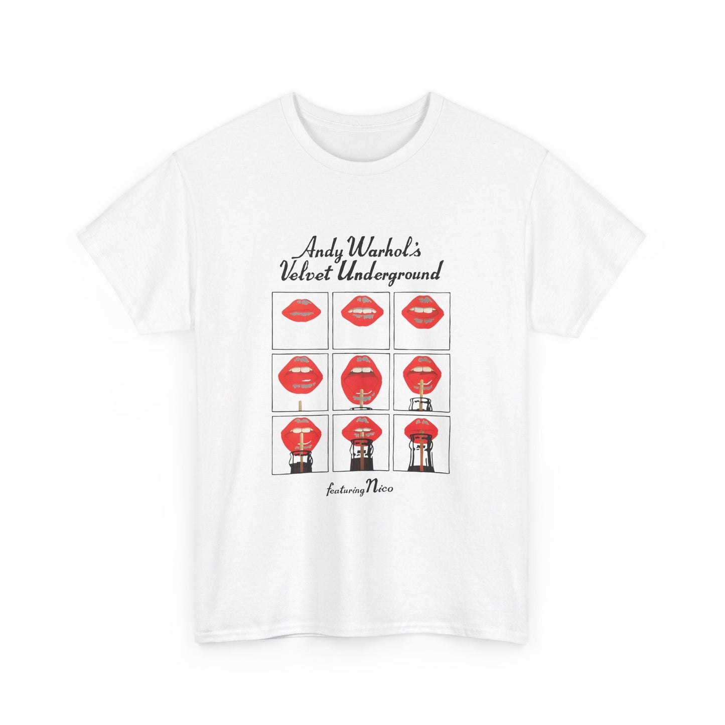 andy warhol's velvet underground featuring nico lips tshirt
