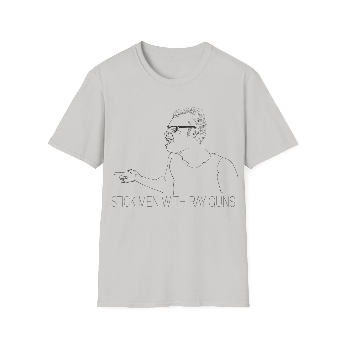 stick men with ray guns bobby soxx original drawing tshirt