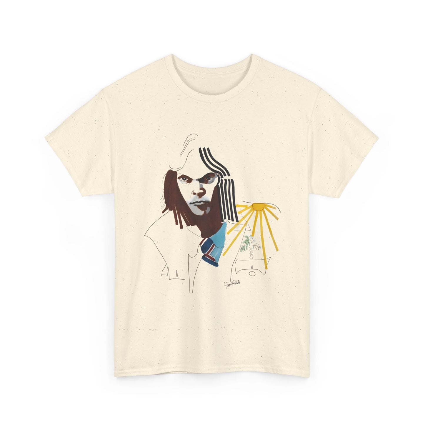 neil young portrait by joni mitchell reproduction tshirt
