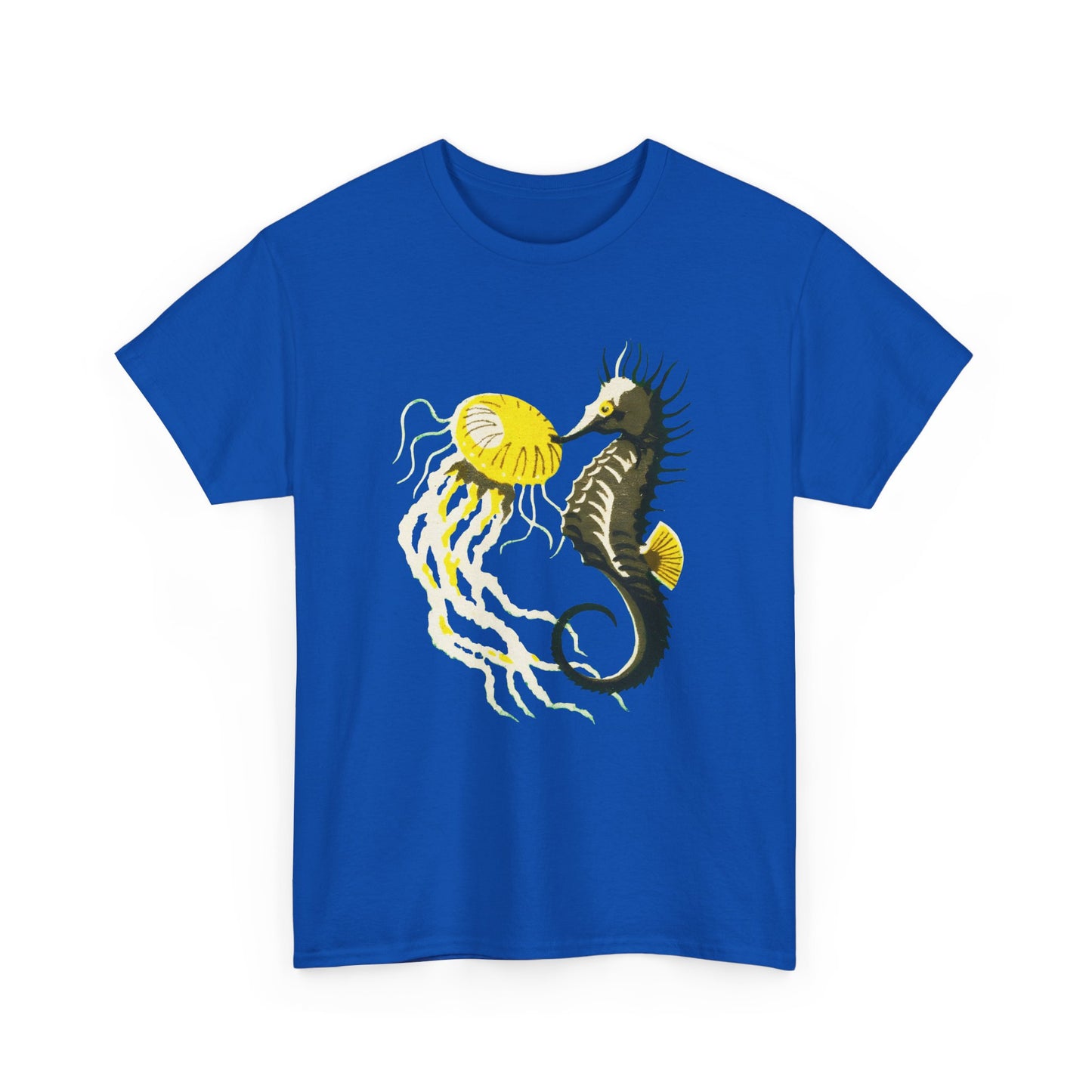 vintage lithuanian matchbox seahorse and jellyfish art reproduction tshirt