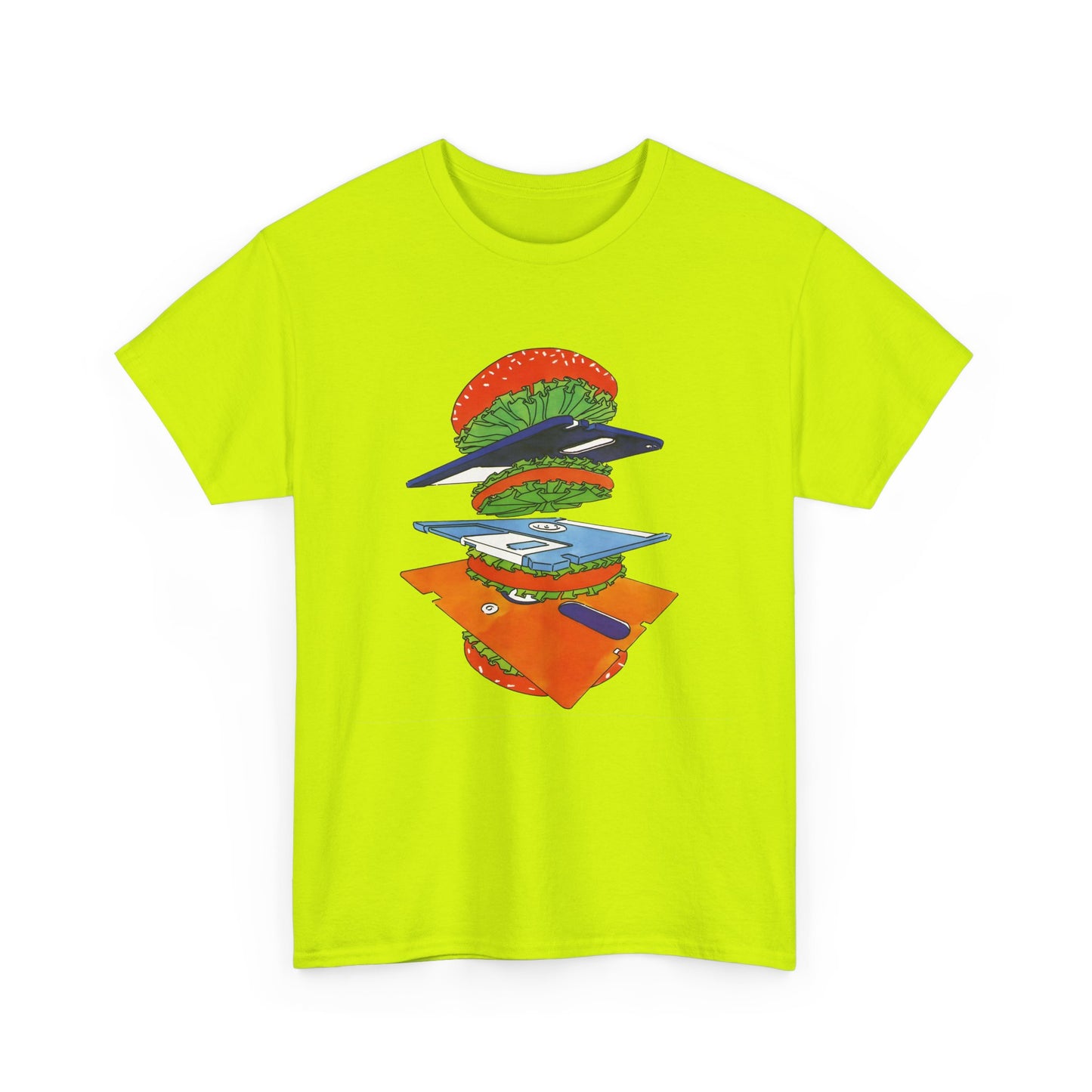 1989 uncredited art from micro mag floppy disc burger tshirt