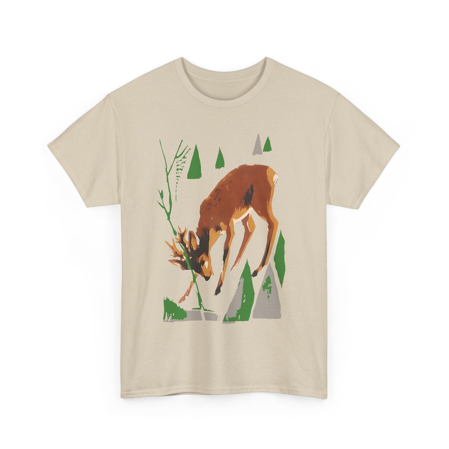 1961 slovakian living beauty vintage deer art reproduction tshirt