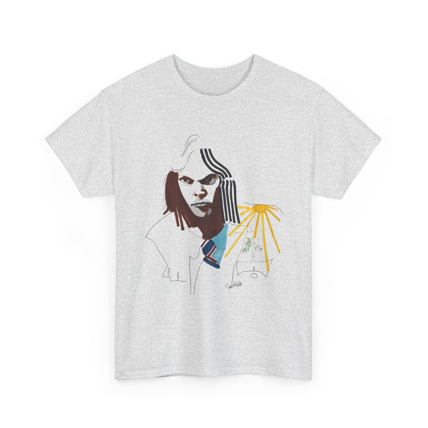 neil young portrait by joni mitchell reproduction tshirt